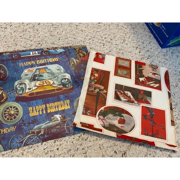 Large Lot vintage Flat Wrap Gift Wrap Wedding, Shower Birthday Scrapbooking Cars - Picture 15 of 15